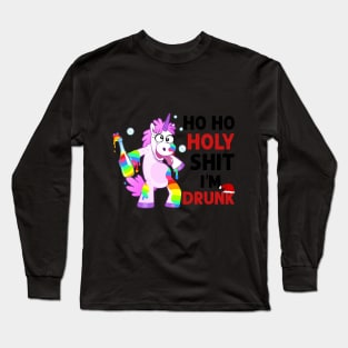 Ho Ho Ho Unicorn Drunk Funny T-Shirt Long Sleeve T-Shirt